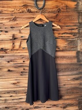 RHAPSODY | Vintage 90s Y2K Metallic Striped Black Dress M